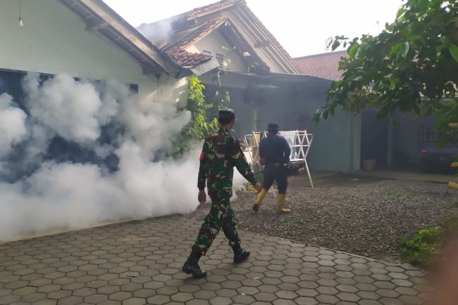 Babinsa Dampingi Kegiatan Fogging Di Desa Binaan