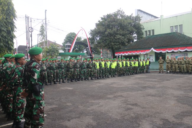 Apel Gelar Pasukan Kodim 0704 Banjarnegara Antisipasi Potensi Unjuk Rasa Buruh