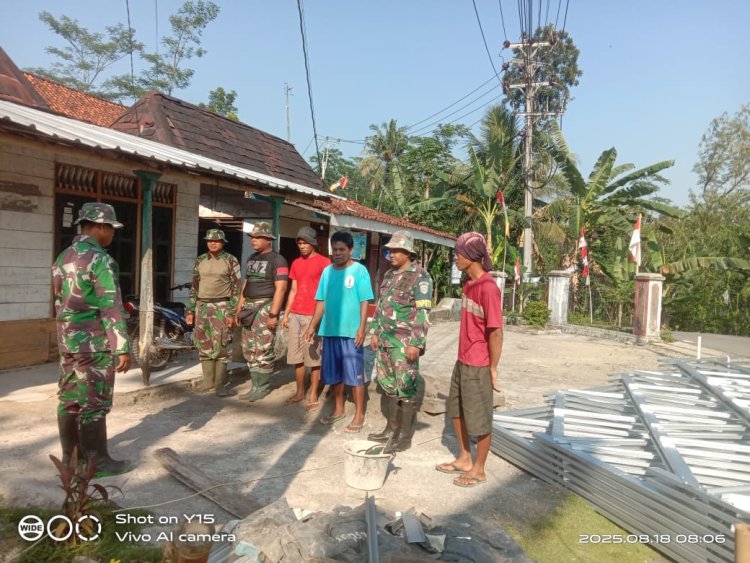 Satgas TMMD Reguler 125 Kodim 0710/Pekalongan Gelar Apel Pembagian Tugas Rehab RTLH Milik Ibu Wartini di Dukuh Leles