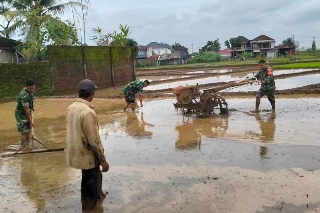 Babinsa Koramil 07/Mandiraja Dampingi Petani Olah Lahan Demi Swasembada Pangan